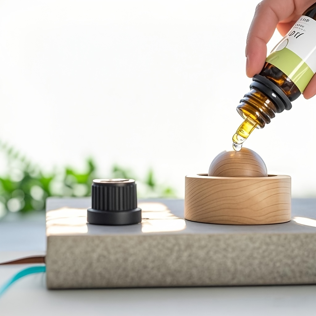 Car Fragrance Diffuser - Natural Wooden Essential Oil Diffuser Ball,Chemical