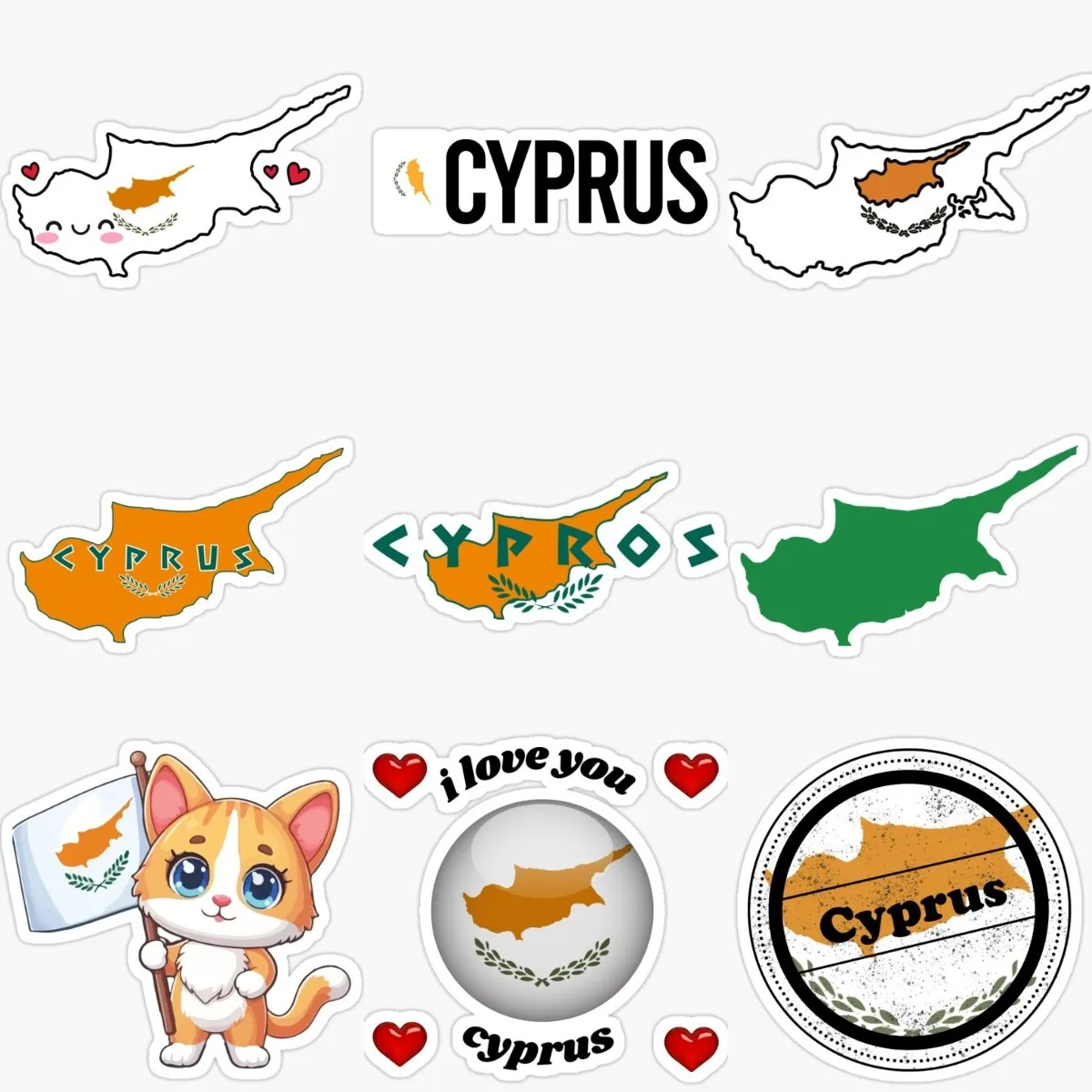 Car Accessories Cyprus - Creative Cyprus Flag Map Waterproof Stickers