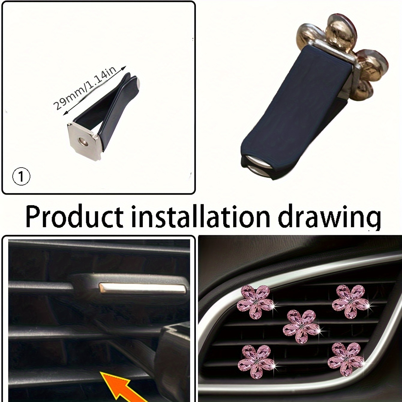 5Pcs Bling Crystal Flower Car  - Car Accessories Must Have recension och pris