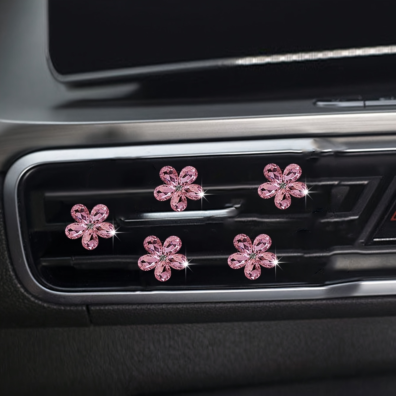 5Pcs Bling Crystal Flower Car  - Car Accessories Must Have recension och pris