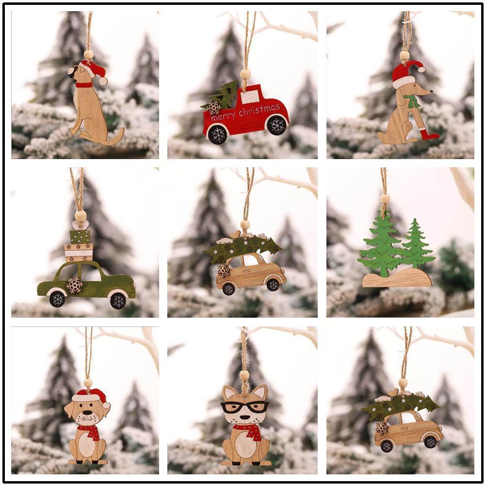 8 PCS christmas pendant  woode - Car Accessories Xmas Gifts recension och pris