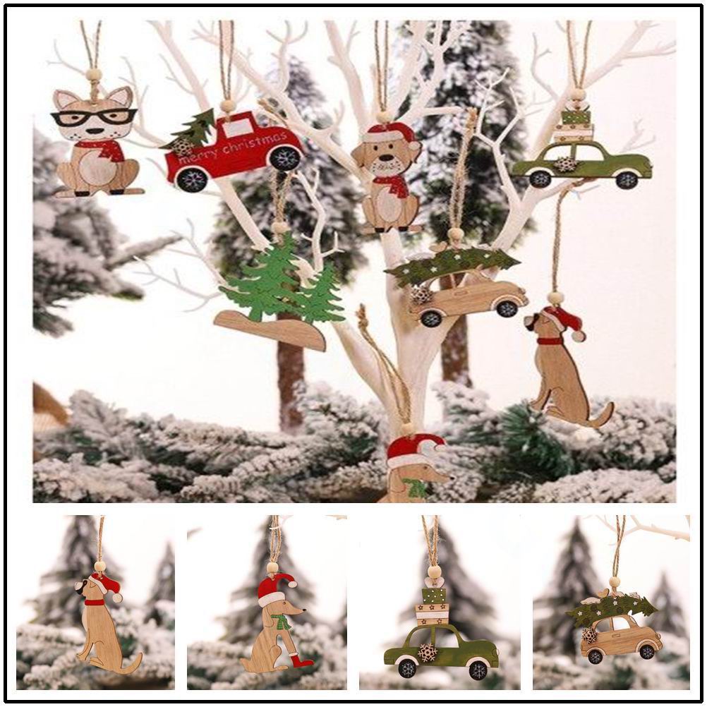 8 PCS christmas pendant  woode - Car Accessories Xmas Gifts recension och pris