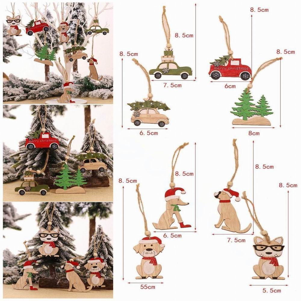8 PCS christmas pendant  woode - Car Accessories Xmas Gifts recension och pris